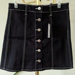 Black Denim Button-Down Mini Skirt